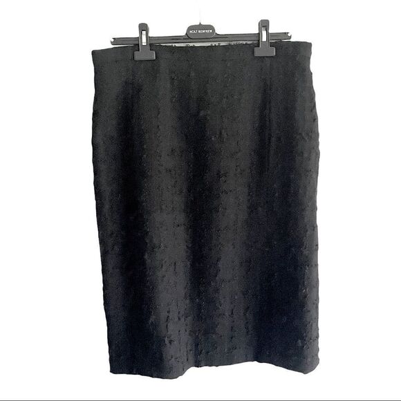 VINTAGE Paula Klein Paris Couture Wool 2-PC Suit Blazer Skirt Black L - Picture 11 of 16